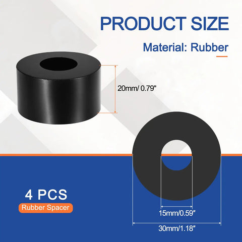 Hardcore Neoprene Rubber Spacers Anti Vibration Isolation Pads Bushing Washers For HVAC And Street Cars 15Mm Inner Diameter 35Mm Outer Diameter 20Mm Thick Zero Hassle Workshop Winners Pack Of 4, showing rubber dimensions.