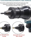 Heavy Duty 2 In 1 Cordless Rivet Nut Gun With Two 5200mAh Batteries features one-click automatic riveting for M3 to M12 fasteners.