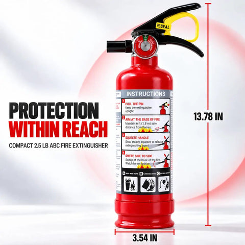 2.5 Lb Abc Dry Chemical Fire Extinguisher 4 Pack Lightweight Emergency Safety Gear with clear usage instructions.