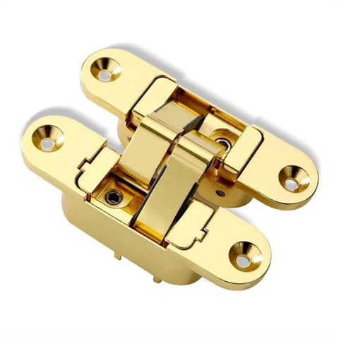 Two Pack Three Dimensional Invisible Door Hinges For Wooden Doors, Hidden Concealed 180 Degree Swing, Right Hand, Silver Finish