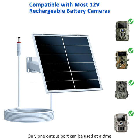 Dual Pack 20W Solar Panel For 12 Volt Trail And Security Cameras featuring sleek design and cable for easy installation.