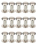 Fifty Heavy Duty Chicago Binding Screws For Real Leather Goods And Tough Belt Tacks Totally Rock Solid Nickel Coated M4 Fasteners in a row.