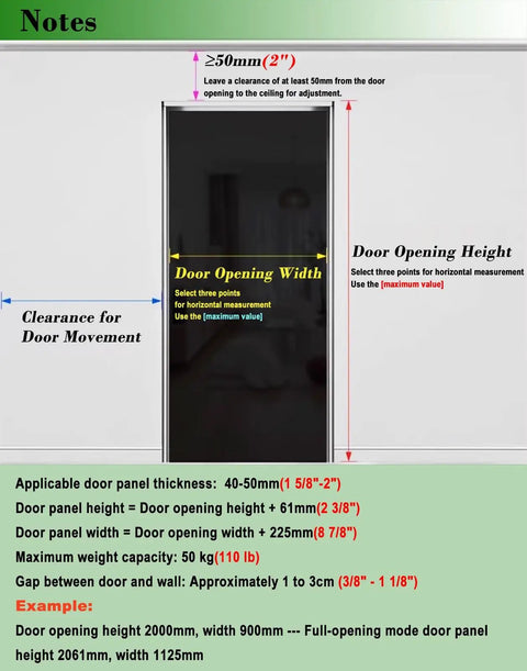 Slick Soft Close Concealed Ghost Sliding Mirrored Door Track Kit For 24 To 48 Inch Trackless Barn Door Hardware installation notes.