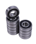 Tough As Nails Deep Groove Ball Bearings 6305 2RS 62X25X17Mm Double Sealed Chrome Steel Precision Bushings stacked in a row.