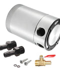 Ditch The Gunk And Keep Your Engine Sleek With This Rock Solid 300Ml Oil Catch Can Kit, aluminum, parts included, detailed view.