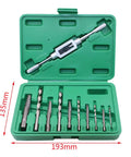 Pro Grade 11 Piece Damaged Screw Extractor Set for Removing Broken Screws and Bolts with Drill Bit Set in green case