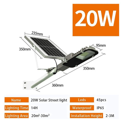 JUDYSSY Courtyard Light Solar Lights Outdoor Garden Led Outdoor Safety Solar Floodlight Street Light IP65 Waterproof 20W solar street light with solar panel.