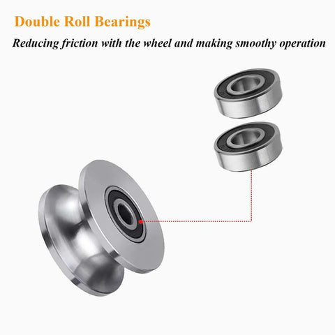 Double roll bearings from Heavy Duty Sliding Gate Rollers For Hassle Free Barn Door Fixes And Rust Resistant Stainless Steel U Groove Pulley.