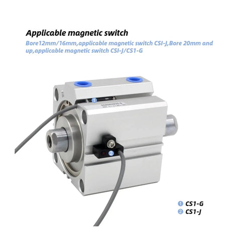 Top Shelf Double Rod Compact Air Cylinder And Pneumatic Actuator with applicable magnetic switch for automation tasks.
