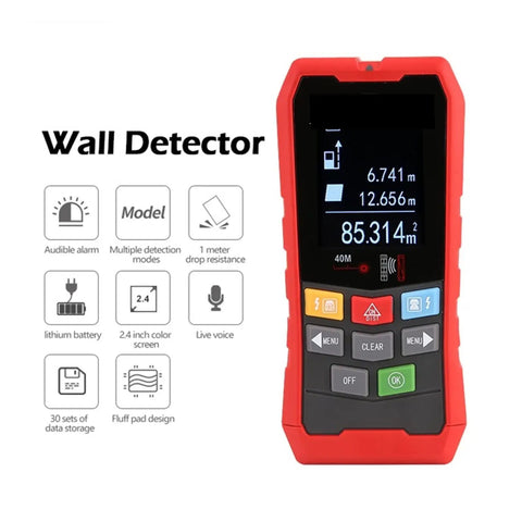 Heavy Duty Wall Scanner With Badass Precision Stud Finding Pipe And Cable Ac Wire Detection Waterproof Probe Adjustable Sensitivity No Guesswork displaying features and interface.