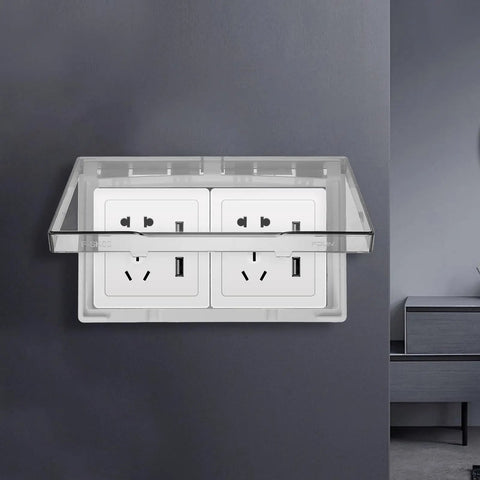 No Sweat Waterproof Outlet Covers With Heavy Duty Adhesive Strip For Quick Home Fixes total indoor outdoor weather blocking on wall.