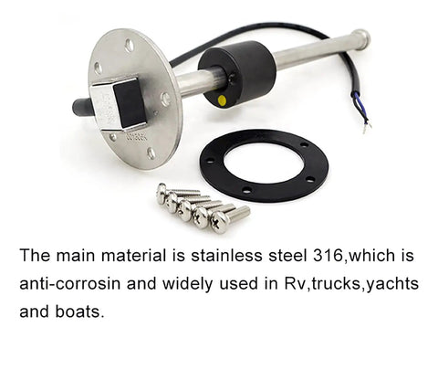 Heavy Duty Marine Fuel Sending Unit 0 190 Ohm 17 72 Inch Stainless Steel Tank Gauge Sensor For Boat Truck And RV with screws and gasket.