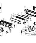 Exploded view of Replacement Indoor Brushless DC Motor For Mini Split showing 9K and 12K BTU parts, model WS012GMFI17HLD.