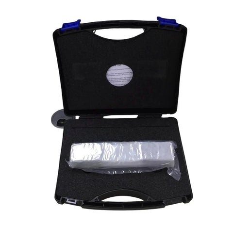 Heavy Duty Spirit Level Engineered For Precision Machining And Rigging Tasks Featuring A Beefy Aluminum Body with vials in a protective case.