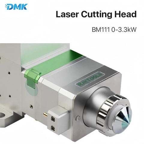 Heavy Duty Fiber Laser Cutting Head With Automatic Focus 3Kw Powerhouse For Precision Metal Sheet Work seamless design with green accents.
