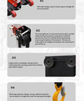 Close-up of Pneumatic Powered Sheet Metal Dent Pulling Tower Kit components, including roller, rope tightener, and suction cup.