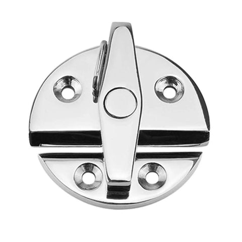 Rock Solid Marine Grade 316 Stainless Steel Twist Lock Boat Door Latch Catch With Salt Tested Build And Tight Mirror Polish For Coastal Watercraft, 2-1/4 inch round.