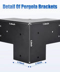Heavy Duty 4x4 Pergola Brackets Set For Outdoor DIY Install 3 Way Right Angle Corner Brackets In Black Powder Coated Steel