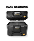 StackTech 1 Drawer Tool Box With Auto Latching Drawers, 50 Lb Capacity, Stackable Tool Storage Chest, front view of easy stacking feature