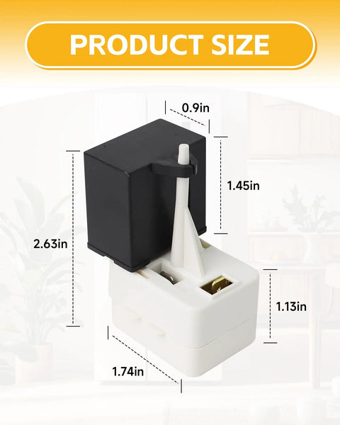 Pro Grade Refrigerator Compressor Start Relay And Overload Capacitor Replacement Kit, showing product size dimensions 2.63in x 1.74in.