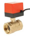 Pro Grade Two Way Motorized Ball Valve Crafted From Heavy Duty Forged Brass G1 One Half Inch Pipe Thread Dn40 Size views from the side.