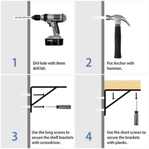 Step-by-step guide for using Built Tough As Nails 12X8 Inch Heavy Duty L Brackets For Shelves in DIY projects.
