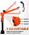 Solid As A Rock Folding Truck Bed Crane With 1100 Lb Capacity And 2000 Lb Electric Winch 12V showing adjustable height levels.