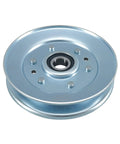 V Belt Idler Pulley For Riding Lawnmowers With Forty Two Inch Deck Heavy Duty Steel Tensioner Guide angle view showing bear