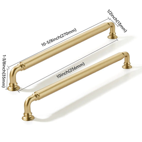 Heavy Duty Brushed Gold Cabinet Pulls 5 Pack Solid Rust Resistant Kitchen And Bathroom Drawer Handles Matte Satin Finish in 10 and 10.625 inch sizes