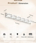 Product dimension diagram for Modern Black Vanity Light Fixtures Over Mirror Three Light 18.5 Inch Dimmable LED Vanity Lighting