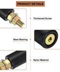 Heavy Duty 4 Pack Black Nylon Guide Rollers For Sliding Gates And Electric Doors Slick Bearing Support Wheels detailed view showing thickened screw and steel bearing.