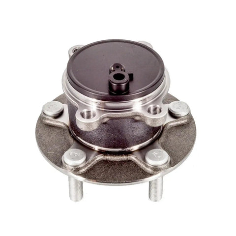 Straight Swap Rear Hub Bearing Assembly For 14 To 18 Mazda3 Sport With Sealed Units And Five Lug Bolt Pattern Without Abs Sensor top view of assembly