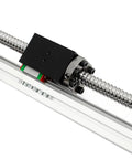 Rock Solid Electric Sliding Table With 300 Millimeter Stroke Linear Guide Stage For Cnc Machines And 3D Printers Using MGW12R Aluminum Rail And SFU1605 Ballscrew close-up of the lead screw mechanism.