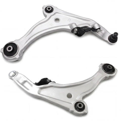 Bulletproof Suspension Control Arm Kit With Ball Joints For 09 Through 14 Nissan Maxima, silver metal arms with bushings for heavy-duty use.