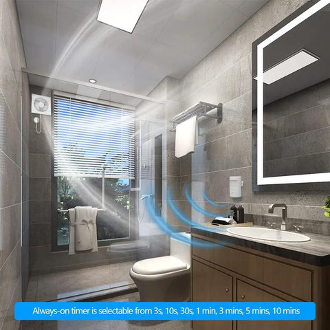 Modern bathroom using Plug In Wireless Motion Activated Light Control Kit With No Wiring Hassle 130 Ft RF Range Adjustable Detection