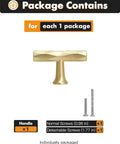 High Quality Hammered Brushed Gold Cabinet Knobs 20 Pack Solid Zinc Alloy Drawer Handles Smooth Edges Built Like A Tank And Corrosion Resistant For Kitchen Remodeling Projects package contents with handle and screws.