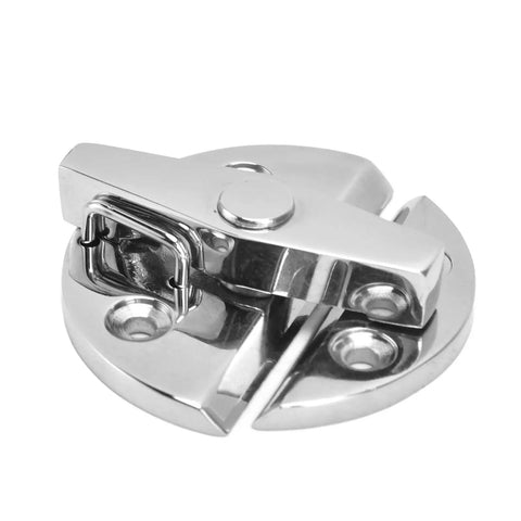 Heavy Duty 316 Stainless Steel Marine Grab Handle Twist Button Catch Latch For Boat Cabin Doors Fishing Tackle Boxes Damn Near Bulletproof Round Deck Hardware with polished finish.