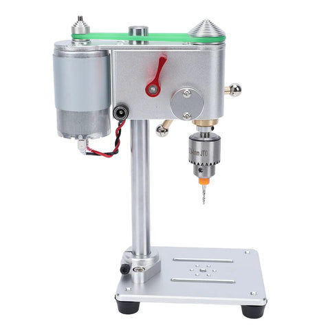 Mini Benchtop Drill Press With Variable Speed 0 To 8000 RPM featuring aluminum alloy body and JT0 chuck for metal and wood crafting.