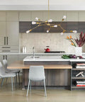 Gold 9 Light Sputnik Chandelier Modern Metal Ceiling Hanging Light Adjustable Pendant Fixture For Living Room Kitchen
