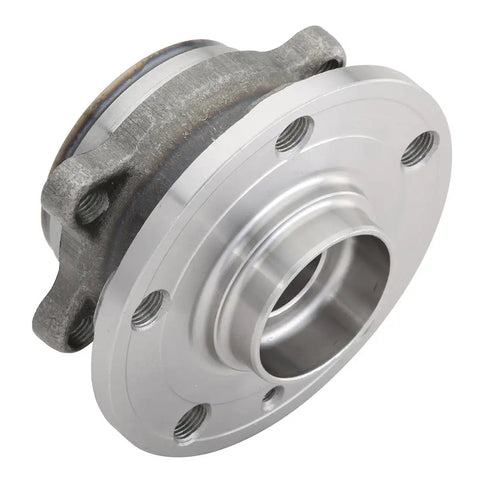 4X Wheel Bearing And Hub Assembly Kit Direct Swap For VW And Audi Rides Heavy Duty Build OEM Style Precision Fit, featuring silver metal finish.