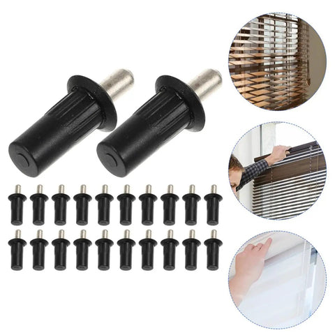 Tough As Nails Window Shutter Repair Pins Heavy Duty Iron And Pp Replacement Set Black 50 Piece Pack with detailed view of two pins and multiple fasteners.