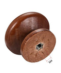 Heavy Duty Round Wood Cabinet Knobs 10 Pack With Matching M4 Screws Matte Brown Drawer Pulls For Modern Kitchen Cupboards Quick Install showing detailed view of wood knob.
