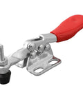 Heavy Duty Quick Release Toggle Clamp Vertical Hand Clip For CNC Woodworking And Metalworking, 27Kg Holding Power, 80mm Horizontal Hinged Clamp, Fast Clamping, Built Tough Metal Construction, Silver Finish on workbench
