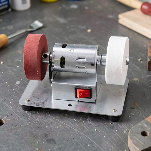 Compact Desktop Sanding And Polishing Machine With Easy As Pie Plug And Go Setup Boasts Smooth Multi Angle Adjustments.