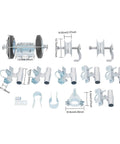 Heavy Duty Sliding Gate Hardware Kit With Rock Solid Double Roller Track Handles 600 Lbs components including rollers and brackets.