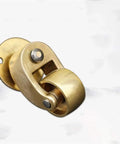 Solid Polished Brass Swivel Casters Set Of Four Vintage Antique Furniture Wheels Double Bearing Heavy Duty Setup rolls smooth detailed view.