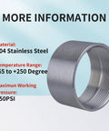 Stainless Steel 304 Weld On Bung Fitting 2 Inch NPT Female Thread Two Pack with specifications and material details.