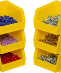 Space Saving Stackable Plastic Storage Bins For Garage And Pantry, Heavy Duty Yellow 5x4x3 Inches, 24 Pack holding small items