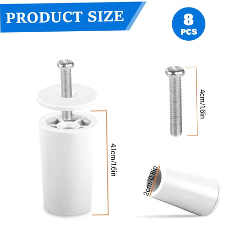 Top Shelf Eight Piece Shutter Stop Kit Features 41mm Durable Plastic Stops With Full Hardware Set For Quick Reliable Home Plantation And Roller Blind Fixes Today, includes 41mm white stop and screw.