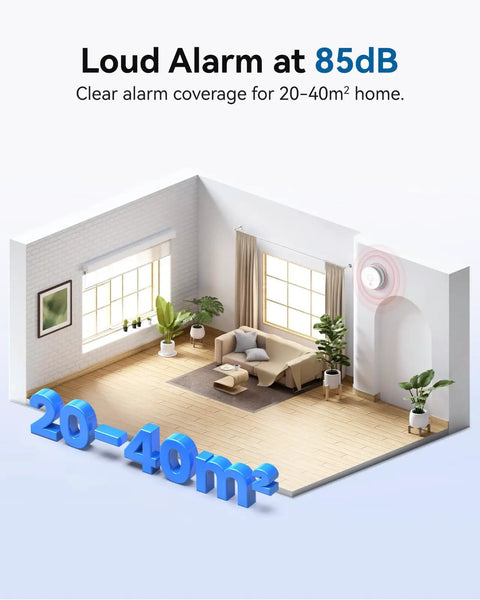 Solid Smoke Detector And Fire Alarm With 9V Battery Operation engineered for complete home coverage in a cozy living room.